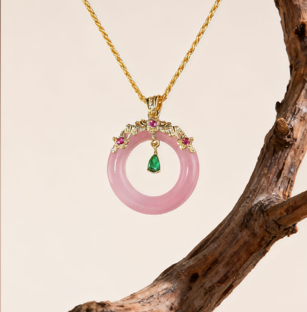 Pink agate pendant