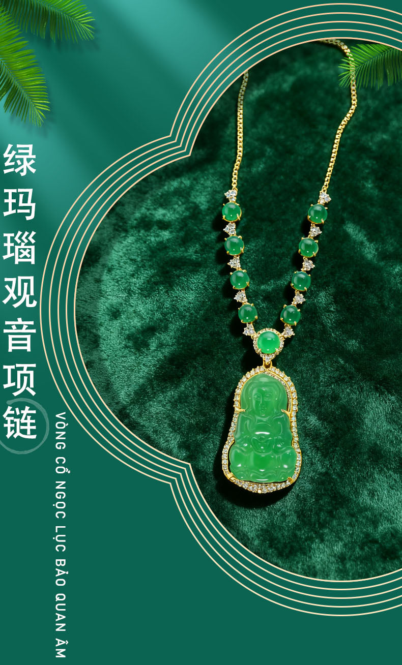 Green Agate Guanyin Necklace