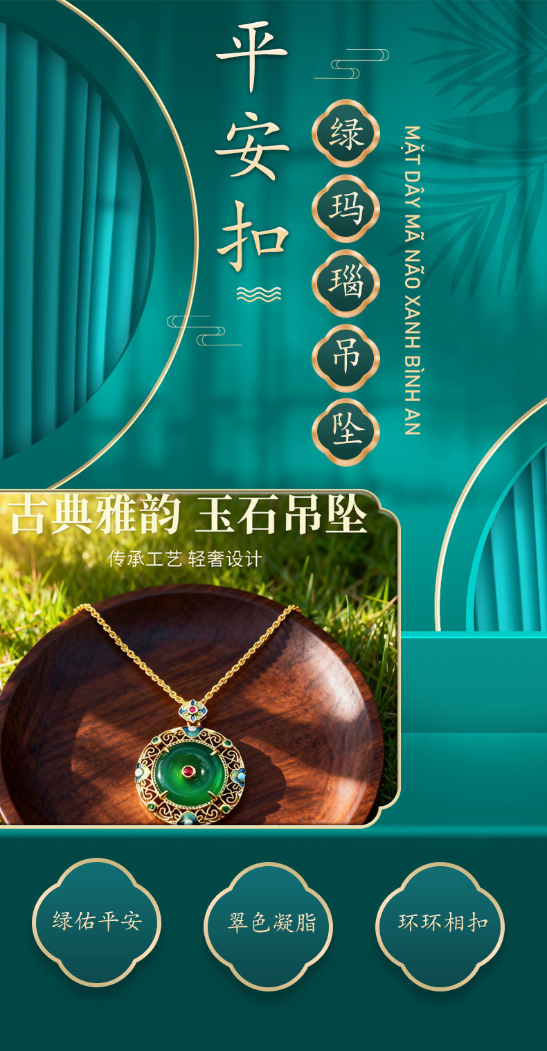 Peace Buckle Green Agate Pendant