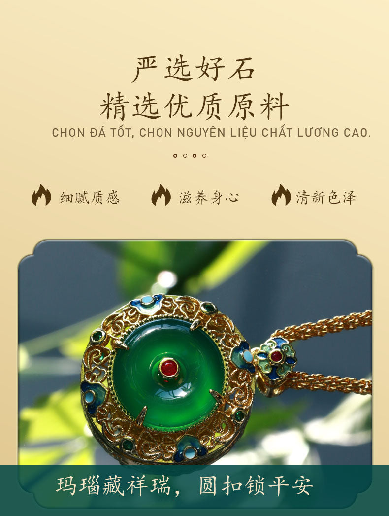 Peace Buckle Green Agate Pendant