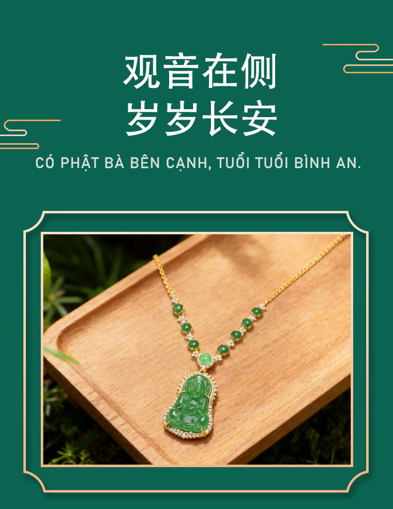 Green Agate Guanyin Necklace