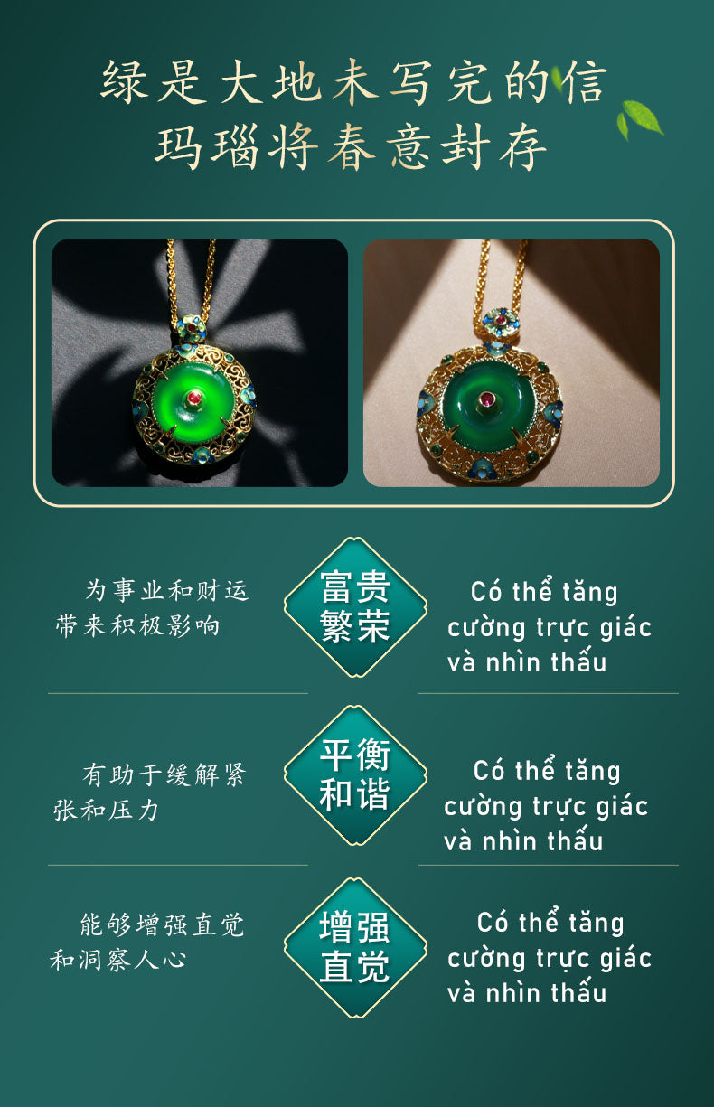 Peace Buckle Green Agate Pendant