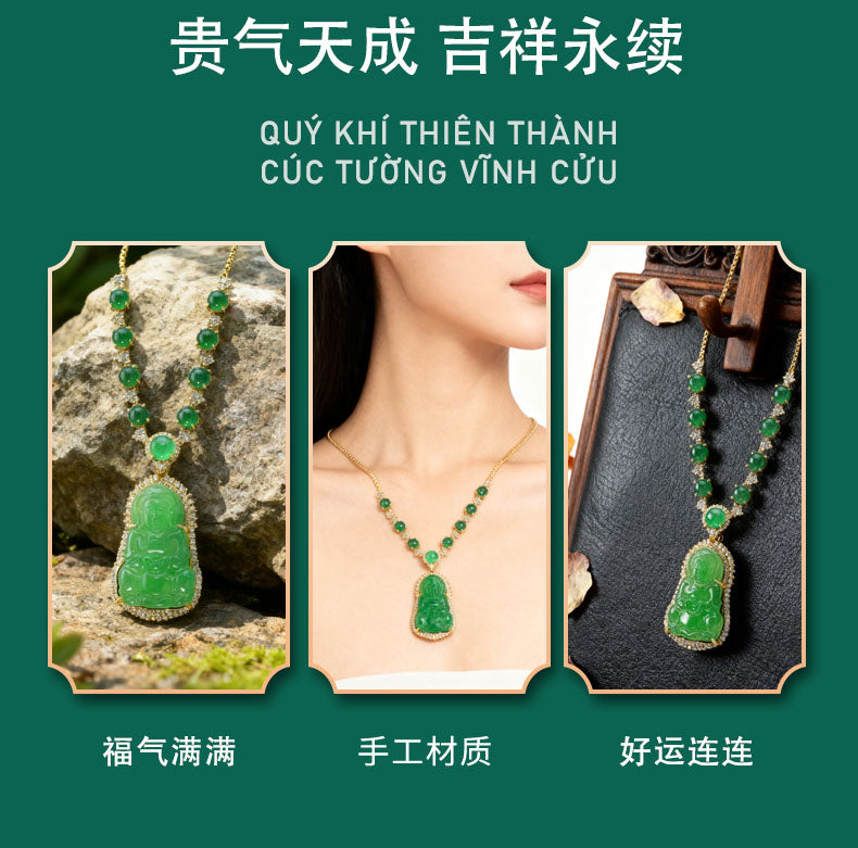 Green Agate Guanyin Necklace