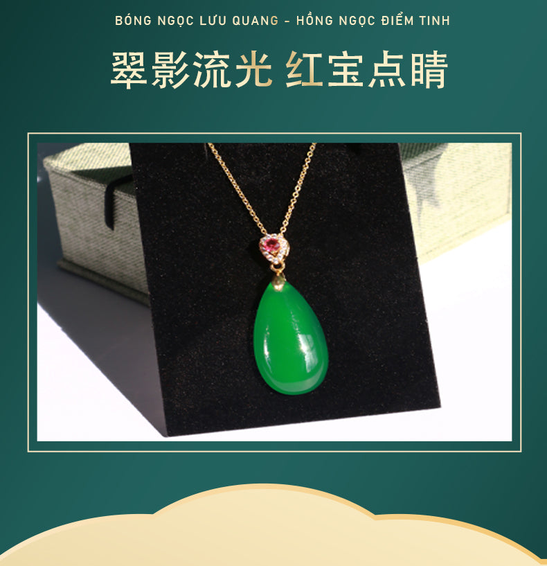 T-shaped green agate teardrop pendant