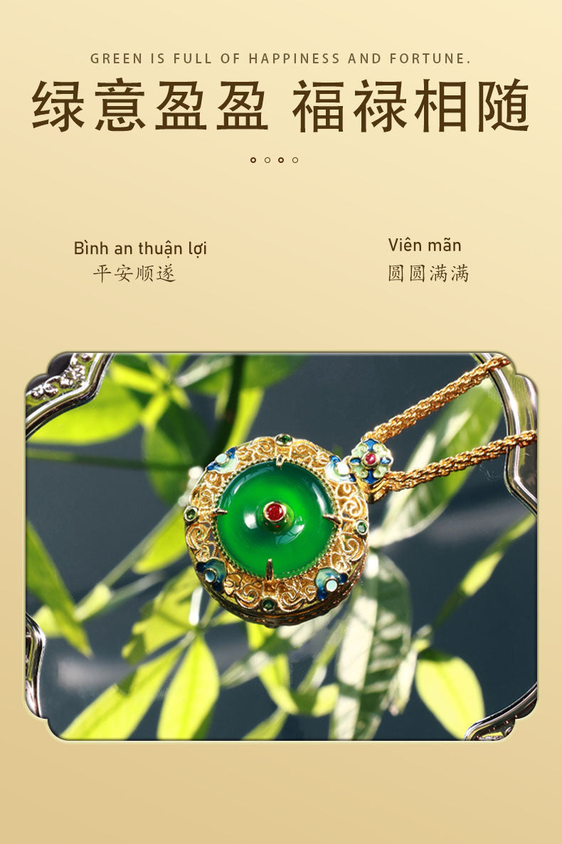 Peace Buckle Green Agate Pendant