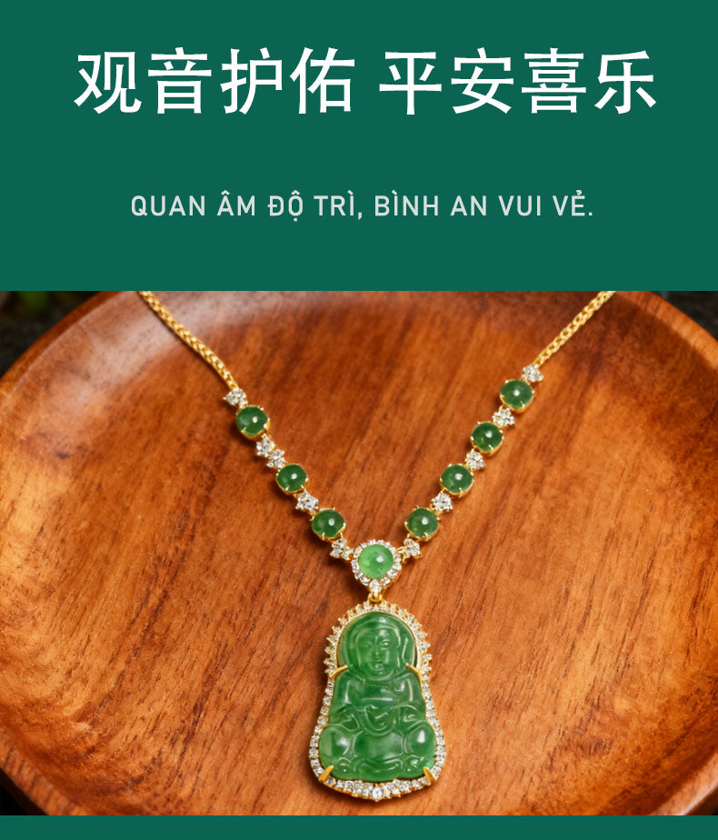 Green Agate Guanyin Necklace