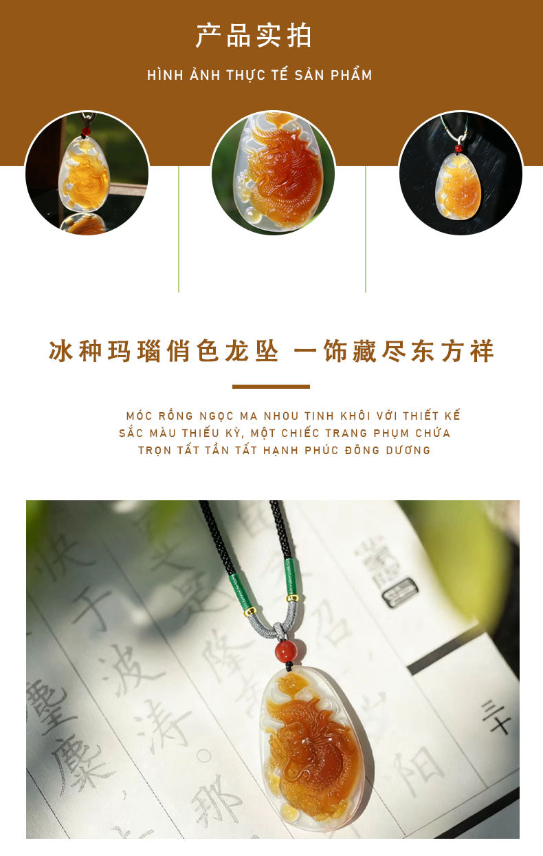 Mặt dây chuyền mã não hiệu Tiểu Sắc Long