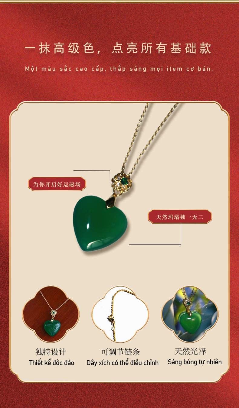 Green Agate Love Heart