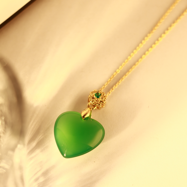 Green Agate Love Heart