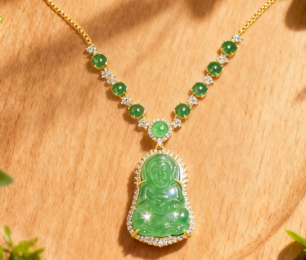 Green Agate Guanyin Necklace