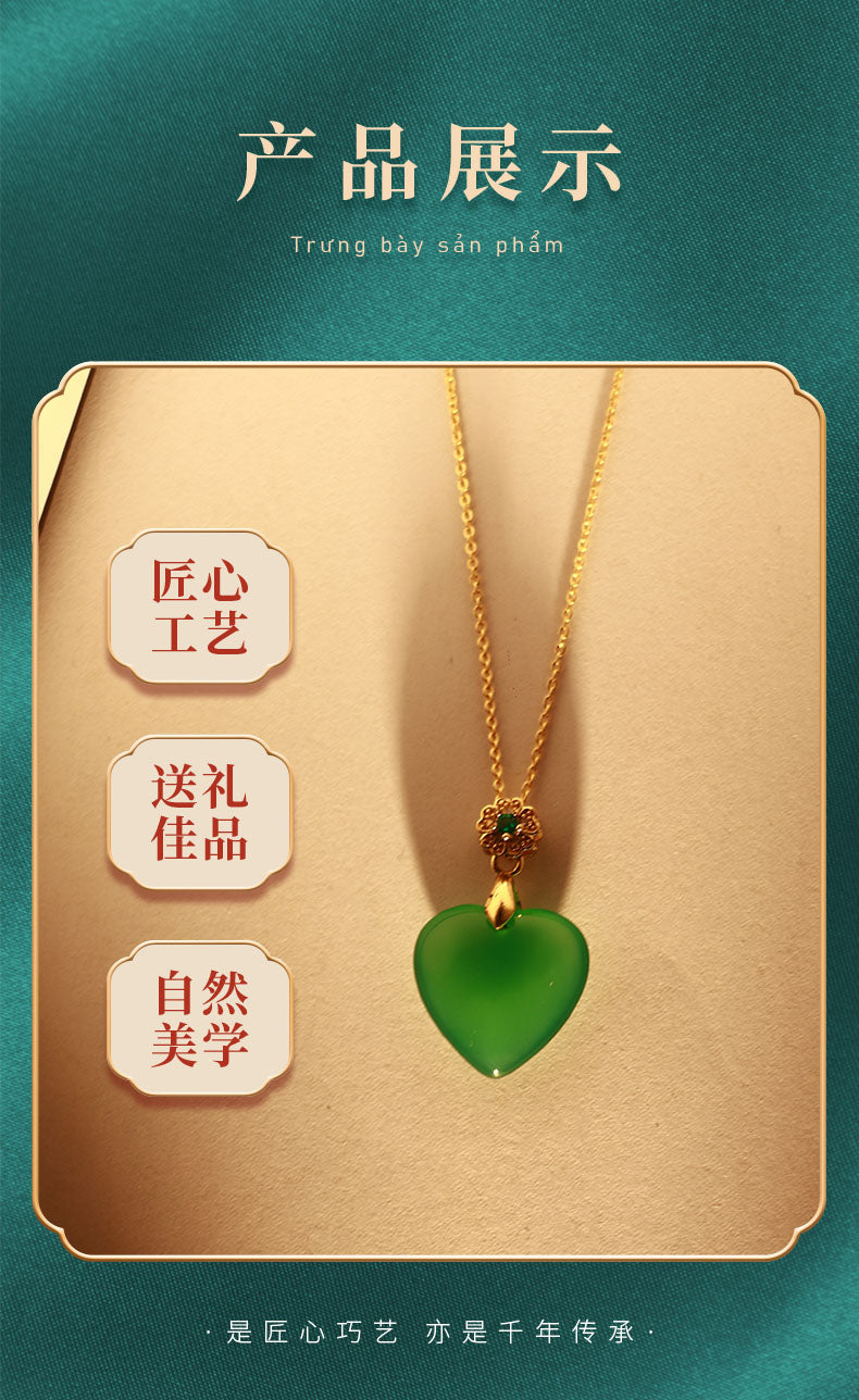 Green Agate Love Heart