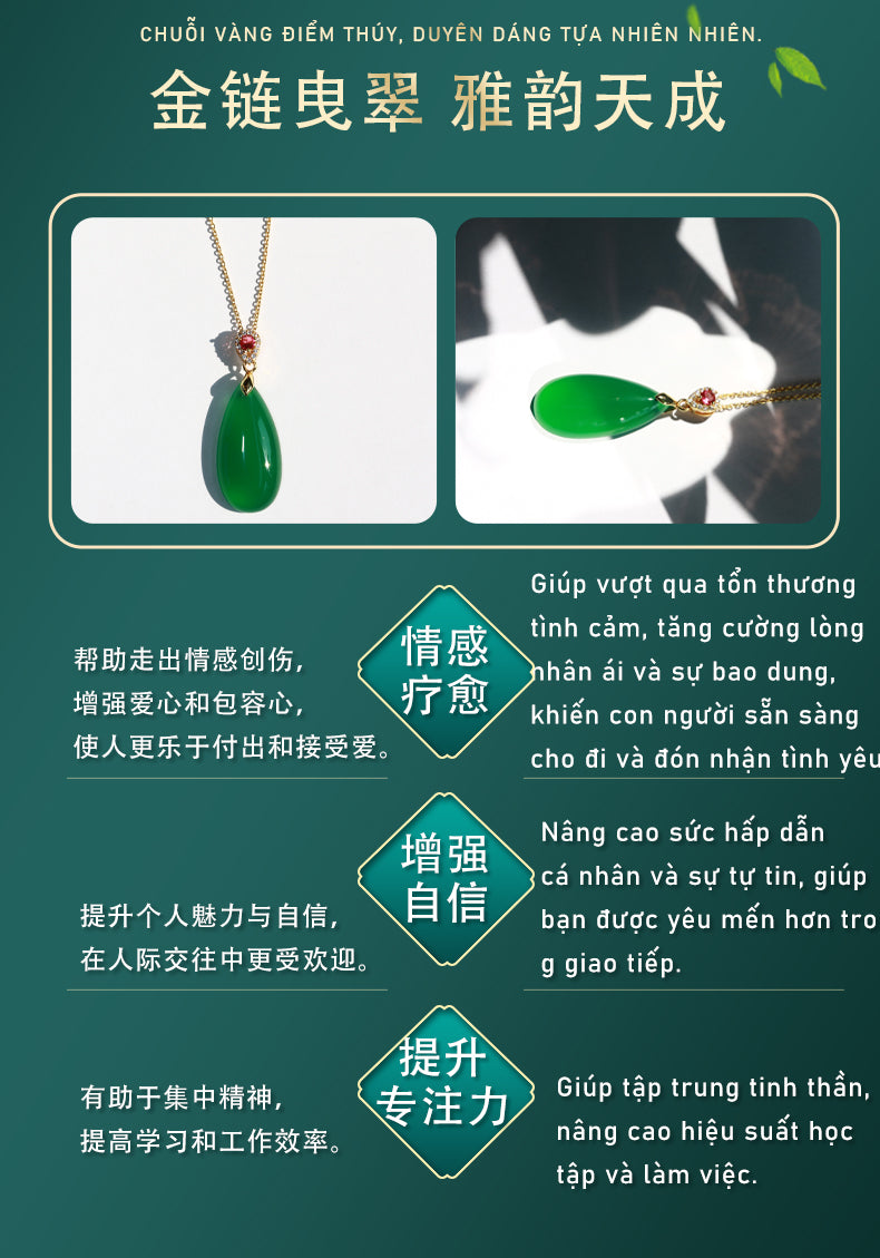 T-shaped green agate teardrop pendant
