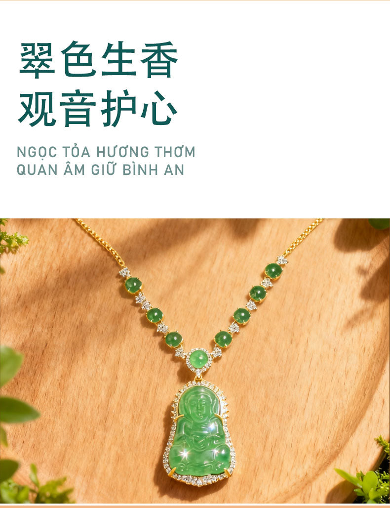 Green Agate Guanyin Necklace