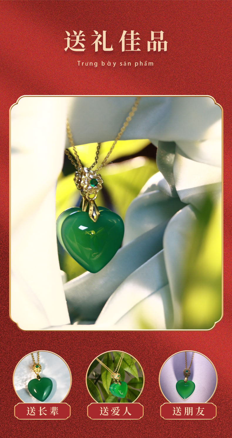 Green Agate Love Heart