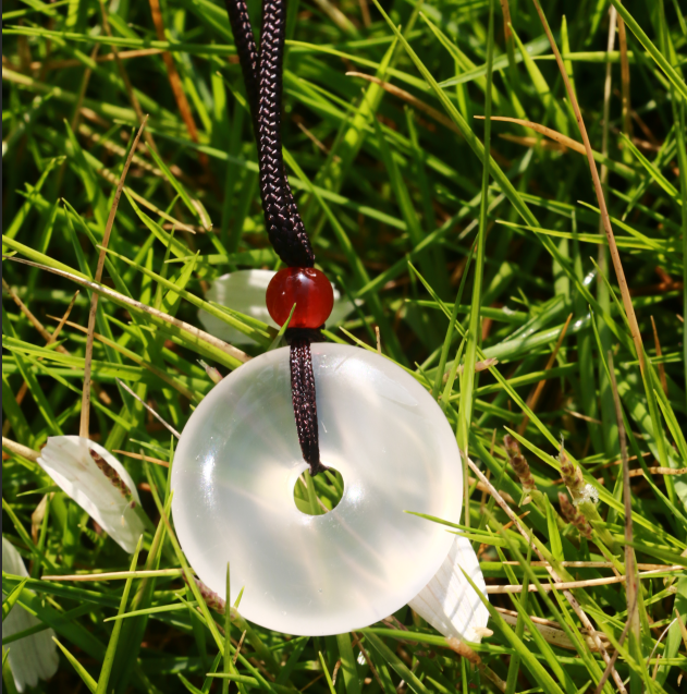 White Agate Peace Buckle Pendant