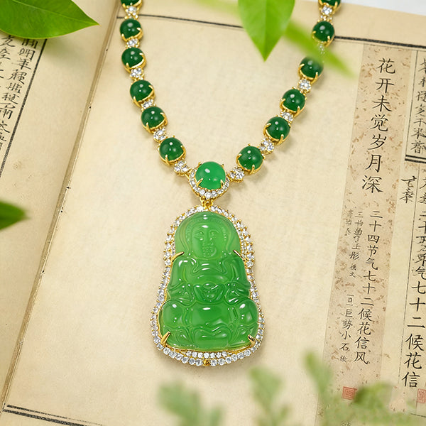 Green Agate Guanyin Necklace